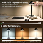 2 Pack Rechargeable Table Lamps, Cordless Bedside Touch Lamp, 3 Color Temps (3000K-6500K), Stepless Dimming, Touch Control, for Restaurant/Bedroom/Outdoor Patry/Camping