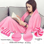 Newwiee 24 Pcs Fleece Throw Blankets Bulk 50'' x 60'' Oeko-tex Standard 100 Certified Spring Outdoor Wedding Guest Blankets Lightweight for Sleepover Donation Lap Pet Sofa Home (Light Pink/White)