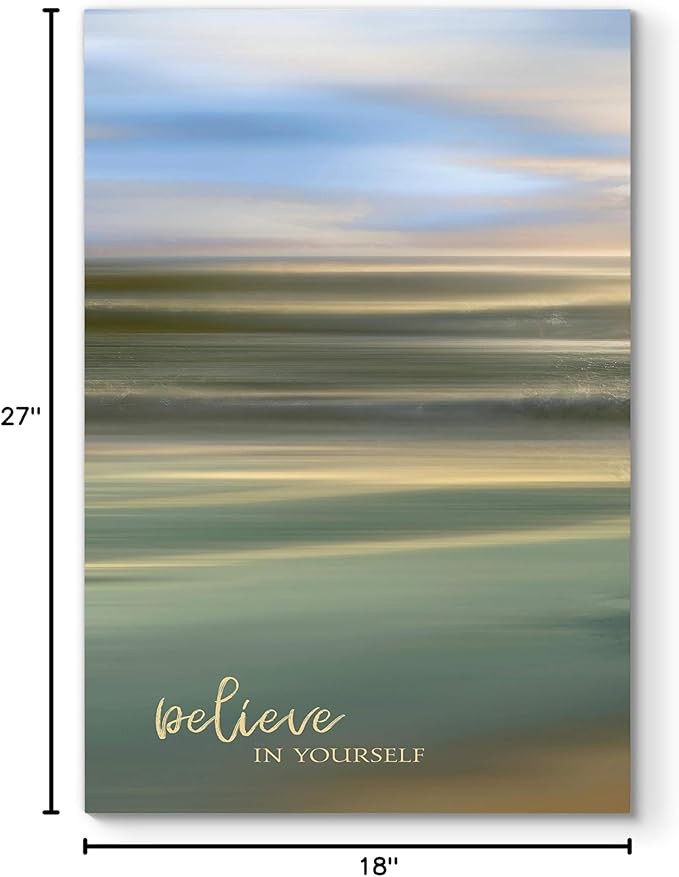 Renditions Gallery Canvas Nature Wall Art Home Paintings & Prints Serene Blue Sky Ocean Inspirational Wall Hanging Decorative Artwork for Bedroom Living Room Office Kitchen - 18"x27" LT06