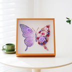 ADDWel Preserved Rose Butterfly Shadow Box - Romantic Valentine's Day Gifts for Mom Wife Girlfriend, 12x12 Handmade Forever Flower Wall Art, Unique Anniversary Birthday Purple Gifts