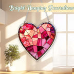 Acrylic Heart Gifts for Women Lovers Pink Valentine's Day Stained Glass Design Hanging Ornaments, Ornaments for Home Window & Car Decor, Sun Catcher for Home Decor