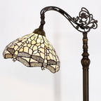 WERFACTORY Tiffany Floor Lamp Cream Stained Glass Dragonfly Arched Lamp 12X18X64 Inches Gooseneck Adjustable Corner Standing Reading Light Decor Bedroom Living Room S139 Series