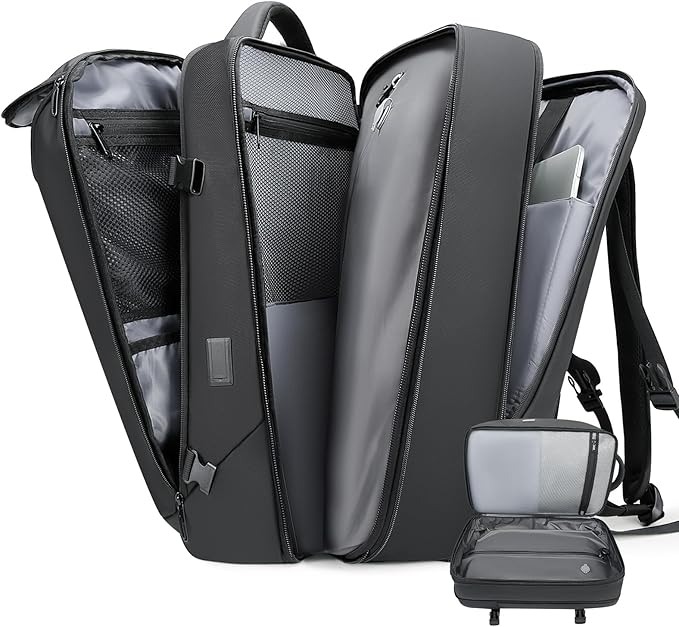 Vacuum Backpack for Men, 50L Expandable Travel Backpack With Vacuum Seal System, Water Resistant 17.3 Inches Laptop Backpack with USB Charging Port-Not Vaccum Pump Included