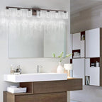 SineRise 7-Light Bronze Vanity Light with 3 Color Modes (3000K/4000K/6000K), Eye Protection LED Bathroom Light Fixture, Dimmable Modern Wall Light Over Mirror with Clear Glass Shade