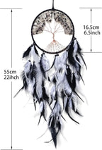 Black and White Dream Catcher Wall Decor Crystal Tree of Life Dream Catchers Handmade Feather Dreamcatcher Wall Hanging Ornament for Bedroom Living Room Home Decor