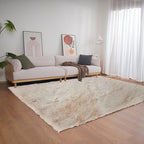 Ghouse Ultra Soft Faux Rabbit Fur Rug 5x8, Machine Washable Area Rugs for Bedroom Fluffy Rugs for Living Room, No-Shedding Carpet Sheepskin Rug Light Brown Beige