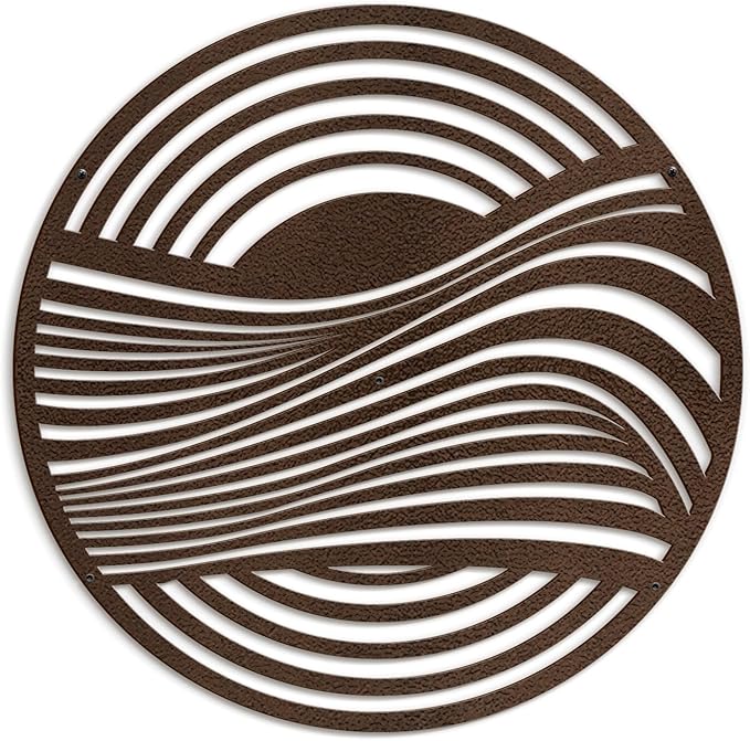 SIGNLEADER Metal Wall Art Decor Bronze Circle Stripes Minimalist Modern Abstract Wall Sculpture Hangings Home Decoration for Living Room, Bedroom, Bathroom, Kitchen, Outdoor - 36" Bronze