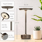 Rechargeable Cordless Table Lamps,Portable 5000mAh LED Table Light, 3 Color Stepless Dimming Battery Powered Metal Table Lamp for Outdoor/Patio/Restaurant/Camping.(Cafe)