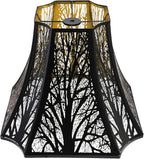 ALUCSET Octagonal Lamp Shade, 6.2×13×10.8" Large Black and Gold Lamp Shade Replacement for Table Lamps and Floor Lamp, Large Lampshade with Etching Progress Tree Pattern Metal Spider Fitter