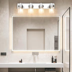 Vanity Light Fixture,4-Light Vanity Light for Bathroom,Chrome Bathroom Vanity Lighting Over Mirror with Square Clear Glass Shade for Restroom