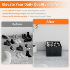 Aokeyee 2 Pack Shoe Organizer for Closet, Foldable Shoe Storage Organizer Box w/Clear Cover and 4 Reinforced Handles, Space Saving Shoes Bin Fits up to 32 Pairs, Black