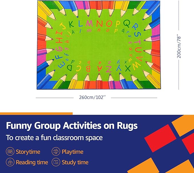 Classroom Area Rug with Number Oval Carpet for Kids, Reading Rug for School Elementary Blue Classroom Rugs for Home Learning Area or Classroom Mat, Kids Room, 6.5 x 8.5 ft