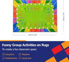 Classroom Area Rug with Number Oval Carpet for Kids, Reading Rug for School Elementary Blue Classroom Rugs for Home Learning Area or Classroom Mat, Kids Room, 6.5 x 8.5 ft