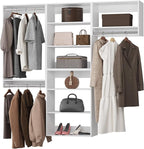 ROOMTEC Modular Closet System, 72" Wall-Mounted Closet Organizer with Hanging Rods, Modern Wooden Tower for Walk-In Closets, Wardrobe Storage Kit, White