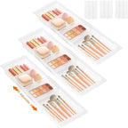 Lifewit 3 Pack Sliding Makeup Drawer Organizer Trays with Inserts, Extendable Hanging Desk Drawer Divider, 14-23" Long/1.8" High Plastic Organizer Tray in Vanity/Bathroom/Office/Kitchen, Translucent