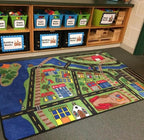 KIDCARPET.COM Total Transportation Play Mat Rug | Interactive Activity Carpet for Preschool Playroom Toy Car Track, 4' x 6'