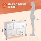 WLIVE White Dresser for Bedroom with 5 Drawers, Chest of Drawers, Fabric Small Dresser with Drawer Organizers, Storage Organizer Unit for Hallway, Entryway, Closets
