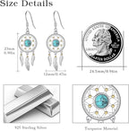 Dream Catcher Earrings for Women 925 Sterling Silver Western Earrings Dream Catcher Dangle Cowgirl Earrings Bohe Jewelry Gifts for Women