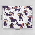 VUMIVI Funny Cat Mushroom Tapestry Retro 70s Hippie Style Cute Black Kitten Star Aesthetic Art Print Tapestry Wall Hanging for Living Room Bedroom Dorm Classroom Aesthetic Decor W80xL60in