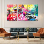 Novatique Banksy Canvas Wall Art Abstract Graffiti Wall Decor Colorful Graffiti Art Print Modern Painting Teenager Street Art Pictures for Living Room Bedroom Office,24”x 36”x3Pcs
