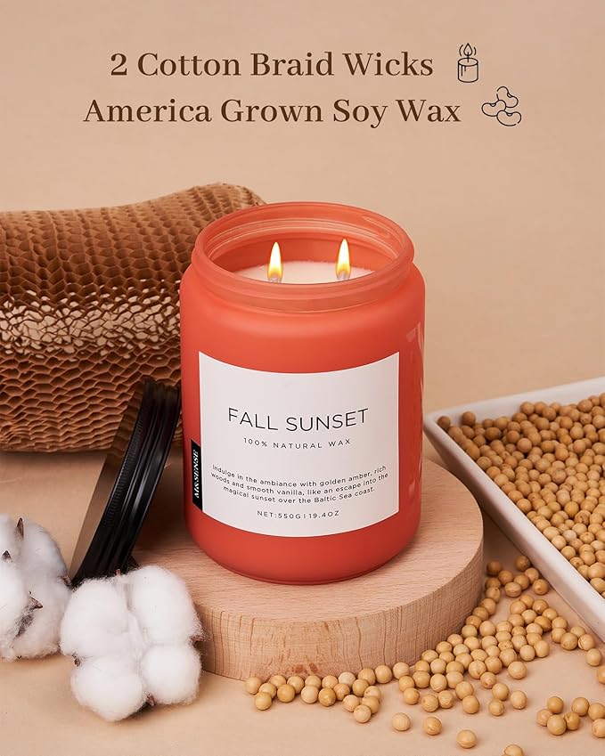 M&SENSE Amber Santal Soy Candles, Scented Candle 110 Hours Long Lasting Clean Burn Large Candle for Home Natural Organic Aromatherapy Relaxing Candle Birthday Holiday Gifts for Women Men