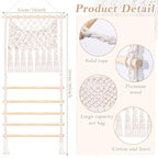 SNOWSTAR Macrame Hair Claw Clip Organizer,Large Capacity Mesh Bag Scrunchies Holder and Hair Ties Organizer for Women Girls,Hair Accessorie Hanging Storage Home Decor Wall,Door