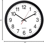 Bernhard Products Black Wall Clock Silent Non Ticking - 16 Inch Extra Large Quality Quartz Battery Operated Round Easy to Read Home/Office/Business/Kitchen/Classroom/School Clocks