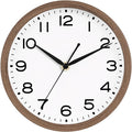 AKCISOT Wall Clock, Modern Small Wall Clocks Battery Operated 10 Inch, Silent Non-Ticking Analog Classic for Office, Home, Bathroom, Kitchen, Bedroom, School(Walnut Grain)