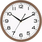 AKCISOT Wall Clock, Modern Small Wall Clocks Battery Operated 10 Inch, Silent Non-Ticking Analog Classic for Office, Home, Bathroom, Kitchen, Bedroom, School(Walnut Grain)