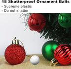 Red & Green 3.2" Large Christmas Balls - Christmas Tree Decoration Ornaments Shatterproof Hanging Balls for Birthday Halloween Holiday Wedding Decorations Set of 18pcs