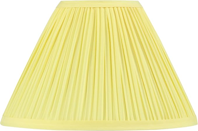 Aspen Creative 56505, Hardback Empire Transitional UNO Lamp Shade, Mushroom Pleated Canary Yellow Faux Silk Fabric, 4" Top x 10" Bottom x 7" Slant Height, Slip 33mm