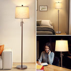 Modern Floor Lamp Adjustable Height Standing Lamp Tall Lamp with 3 Color Temperatures Floor Lamps for Living Room Bedroom Office Beige Shade Bulb Included-Brown