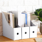Thenshop 24 Pcs Cardboard Magazine File Holders Magazine Book Bin Box with Label Sticker Paper Organizer Storage Folder for Desk Shelves School Classroom Office Supplies(Classic,White)