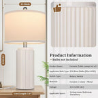 TOBUSA 23.5’’ Modern Ceramic Table Lamps Set of 2 for Living Room, Farmhouse Vintage Bedside Table Lamps with White Linen Shade, Rustic Bedroom Ceramic Lamps for Nightstand Home Office End Table Dorm