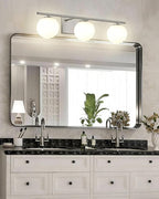 New Bathroom Vanity Light Fixtures 3 Lights Brushed Nickel Glass Shade Modern Wall Bar Sconce Over Mirror
