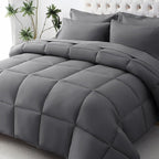 JOLLYVOGUE Queen Comforter Set, Ultra-Soft Bed in a Bag Queen Size 7 Pieces, Oeko-TEX Certified Bedding Set with Down Alternative Comforter, Sheets, Pillowcases & Shams, Dark Grey
