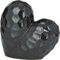 Deco 79 Porcelain Ceramic Heart Decorative Sculpture Dimensional Angled Origami Inspired Home Decor Statue, Accent Figurine 8" x 3" x 8", Black