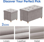 BRIAN & DANY 30 Inches Folding Storage Ottoman Bench, Ottoman with Storage Bench for Bedroom, Living Room, Entryway, Foot Rest with Legs, Light Gray