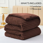 BEDELITE Fleece Twin Comforter Set -Super Soft & Warm Fluffy Hot Chotolate Bedding, Luxury Fuzzy Heavy Bed Set for Winter with 1 Pillow case