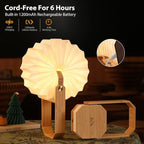 Portable Bamboo Lamp - Foldable Japanese Lantern with USB Charging, Waterproof Tear-Resistant Fiber Paper Shade, Accordion Travel Light for Home Decor Camping Gift