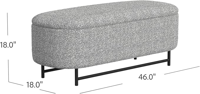 HomePop Ellipse Modern Storage Bench with Metal Legs |Homepop Home Décor|Bench with Storage for Living Room & Bedroom - Gray