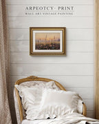 ARPEOTCY Vintage Gold Framed Wall Art Decor, 11x14 Inch Dawn Flower Field Painting Prints, Classical Victorian Wall Art for Living Room Bedroom Office, Antique Framed Bathroom Decor Aesthetic