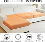 Sofa Covers Couch Covers for Sofa Pet Friendly Couch Cushion Covers Universal Sofa Covers Washable Stretch Slipcovers for Sectional Sofa (Texture Orange, 2 Seats + Chaise Cover)