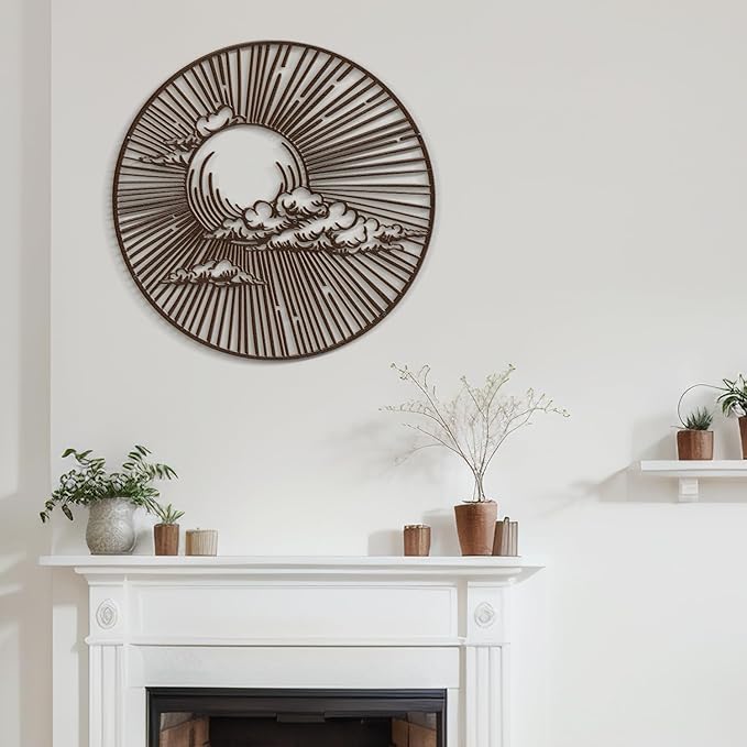 SIGNLEADER Metal Wall Art Decor Geometric Bronze Circle Landscape Modern Abstract Wall Sculpture Hangings Home Decoration for Living Room, Bedroom, Bathroom, Kitchen, Outdoor - 30" Bronze