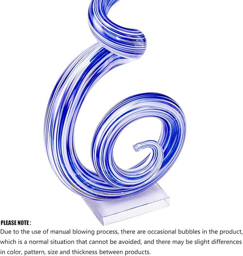 15" Tall Hand-Blown Murano-Style Glass Sculpture Statues Art Ornament Statue Figurines Home Decor Accent Piece Coastal Ocean Nautical Home Decor,Shelf,TV Stand,Tabletop Centerpieces,Wonderful Gift