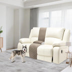 Reclining Sectional Couch Covers Velvet L Shape Recliner Sofa Middle Console Cover for Dogs Pets Washable Anti Slip 1 Additional Recliner Center Console Slipcovers (1 Console, Khaki)