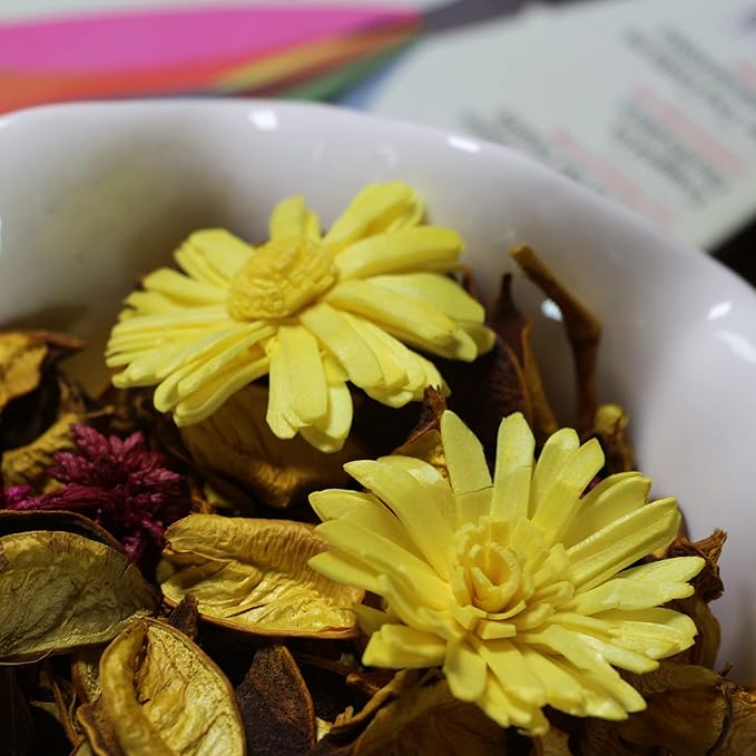Spring Potpourri Bags,Lemon Scented Potpourri Bowl Filler,Yellow Decorative Dried Flowers, Home Fragrance Sachet of Petal, Bathroom Vase Decor -Mini