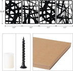Bdor Decorative Metal Panels, Set of 4, 10.98" x 15.94", Modern Geometric Design, Black Metal Wall Art, Room Dividers, Architectural Elements for Home and Office Décor