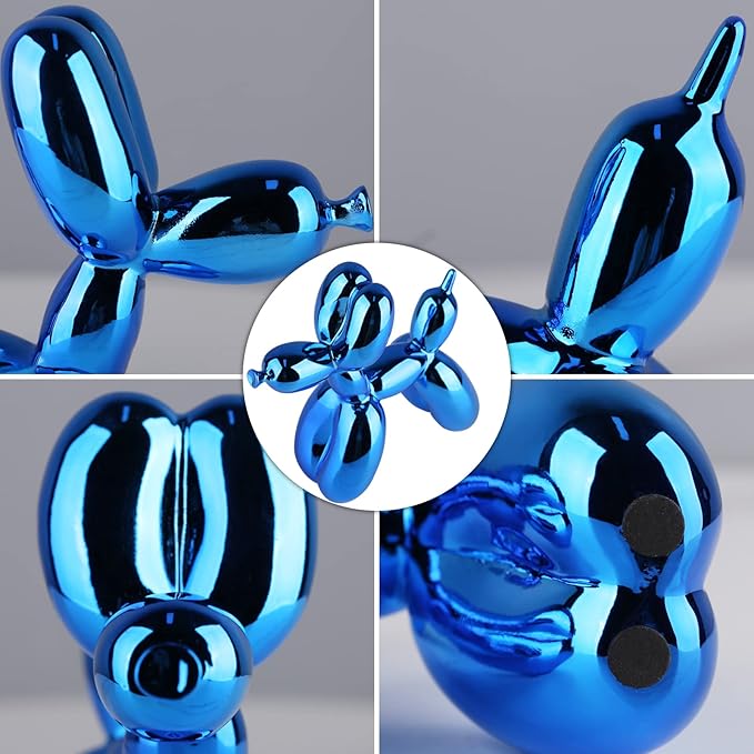 Balloon Dog Sculpture Modern Home Decor Collectible Figurines Funky Statues for Bedroom Trendy Animal Decor for Coffee Table Living Room Decor, 11.8*11.8*4.7inch, Blue
