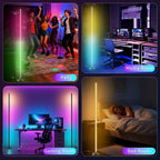 RGB LED Corner Floor Lamp with Music Sync and 16 Million DIY Colors, Color Changing Modern Smart Standing Lamp with APP and Remote Control, Ambient Light for Bedroom, Living Room & Gaming room